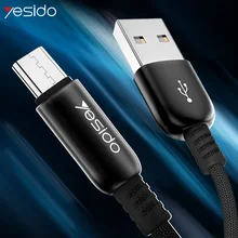 Yesido CA25 Micro USB кабель 2.4A Быстрая зарядка USB кабель для передачи данных для samsung huawei Xiaomi USB шнур провода Android телефон планшеты кабели