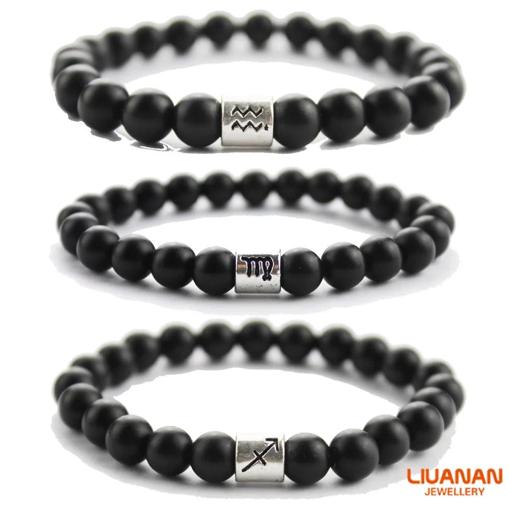 

Liuanan 12 Zodiac Sign Constellation Horoscope Astrology Charms Matte Beads Bracelet hand made Elastic Bracelet