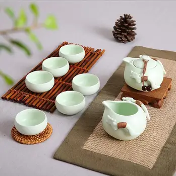 

Exquisite gift Genuine Taiwan Ceramic tea set 6pcs Binglie tea teaset,Kung Fu Tea including 1teapot+1 tea sea+6cups