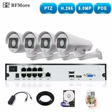 BFMore H.265 PTZ 4.0MP POE 4CH NVR Kit CCTV System IP Camera 5-50mm 10X IP66 Outdoor Weatherproof Video Security Surveillance