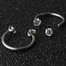 Титановые G23 ювелирные изделия для тела кольца для носа пирсинг для соска кольцо 16 г кольцо для бровей хрустальные серьги с драгоценным камнями хрящи трагус кольца шпильки