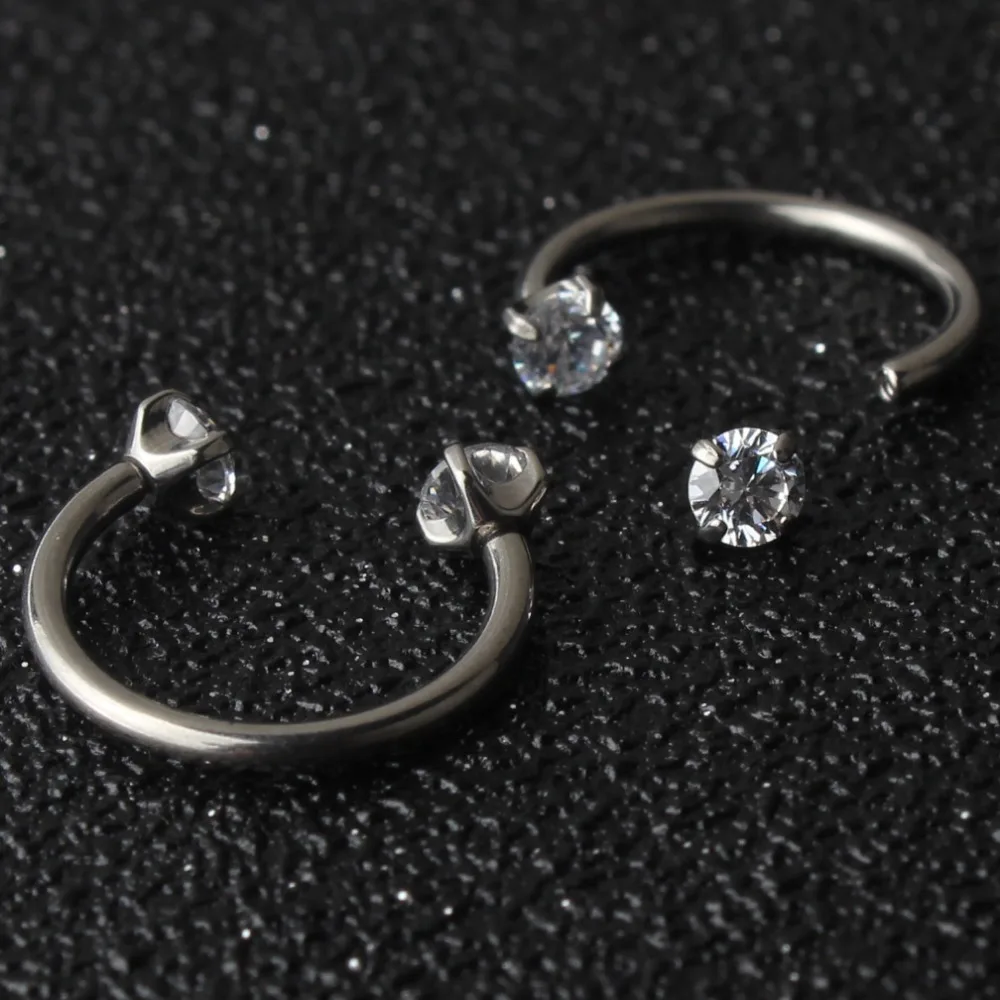 

Titanium G23 Body Jewelry Nose Rings Piercing Nipple Ring 16g Eyebrow Ring Crystal Gem Earring Cartilage Tragus Stud Rings