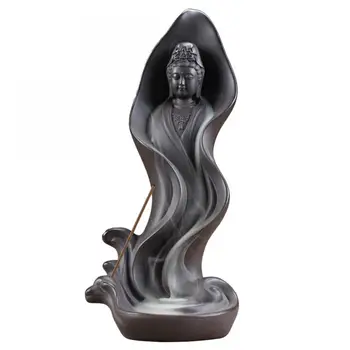 

Buddha Ceramic Backflow Incense Burner Smoke Waterfall Stick Incense Holder Home Decor Incense Crafts Aromatherapy Buddha Censer
