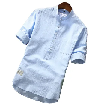 

2019 Summer Brand Shirt Men Fashion Half Sleeve Shirt Cotton Breathable Shirt Men's Large Size Hawaiian Shirt Chemise Homme