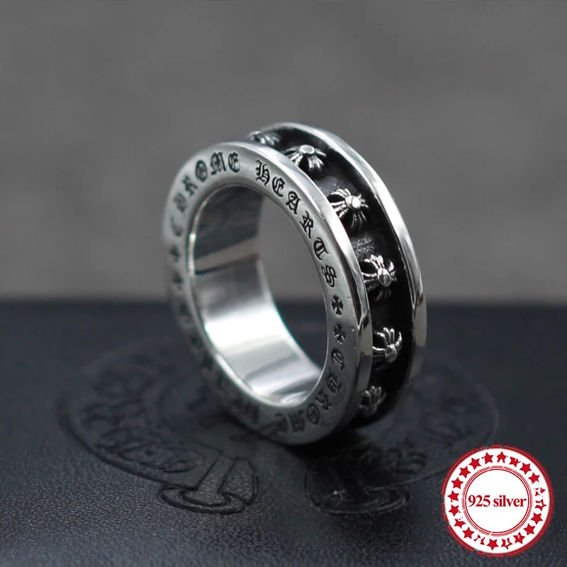 

S925 sterling silver men's ring new punk personality retro style cross fashion modeling boutique jewelry send lover's gift