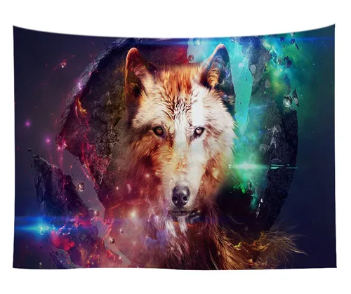 Cilected звездное небо Лев волк настенный гобелен украшения для дома Красочные животные настенный для гостиной настенный ковер гобелен - Цвет: LZE60-8