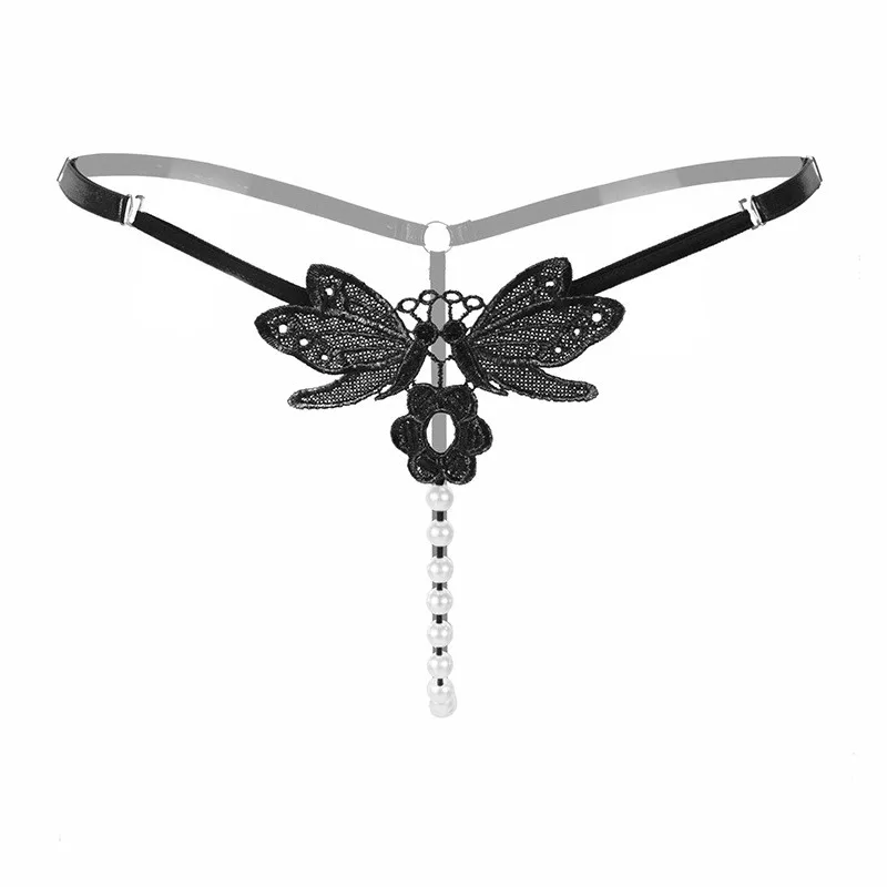 

Women sexy hollow briefs thong bee string pearl T pants transparent perspective sexy temptation female erotic underwear hot sale
