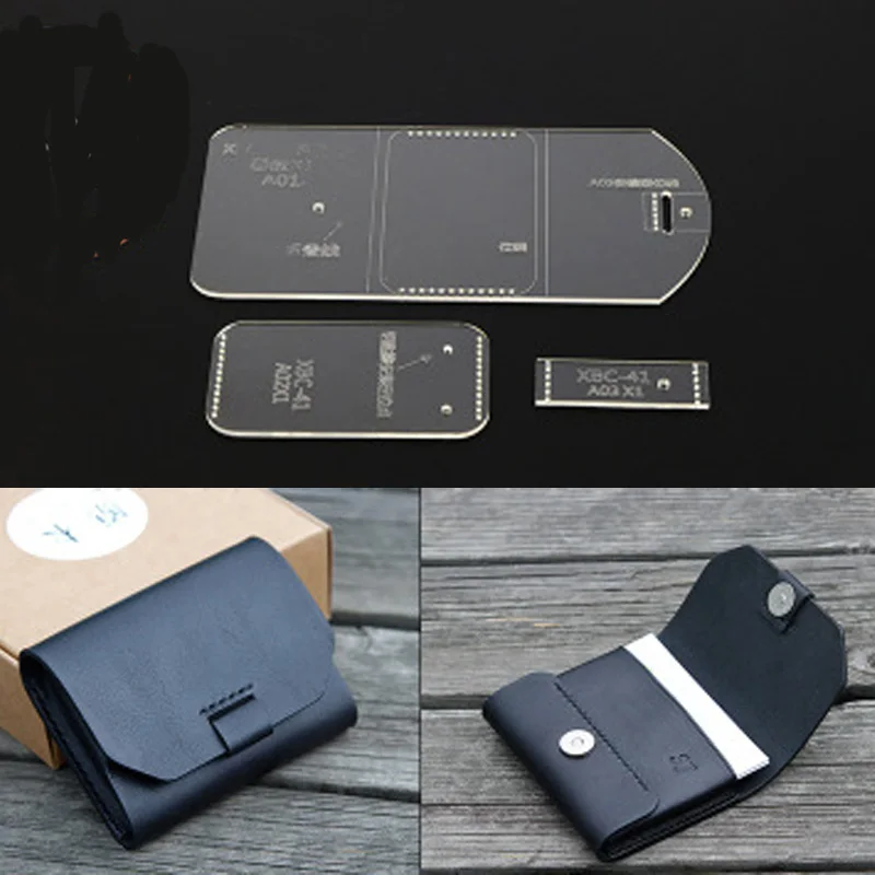 

Acylic Stencil Leather Craft Laser Cut Template Mini Folding Card Holder Sewing Pattern FOR Handmade Leathercraft 9.5x7.5cm