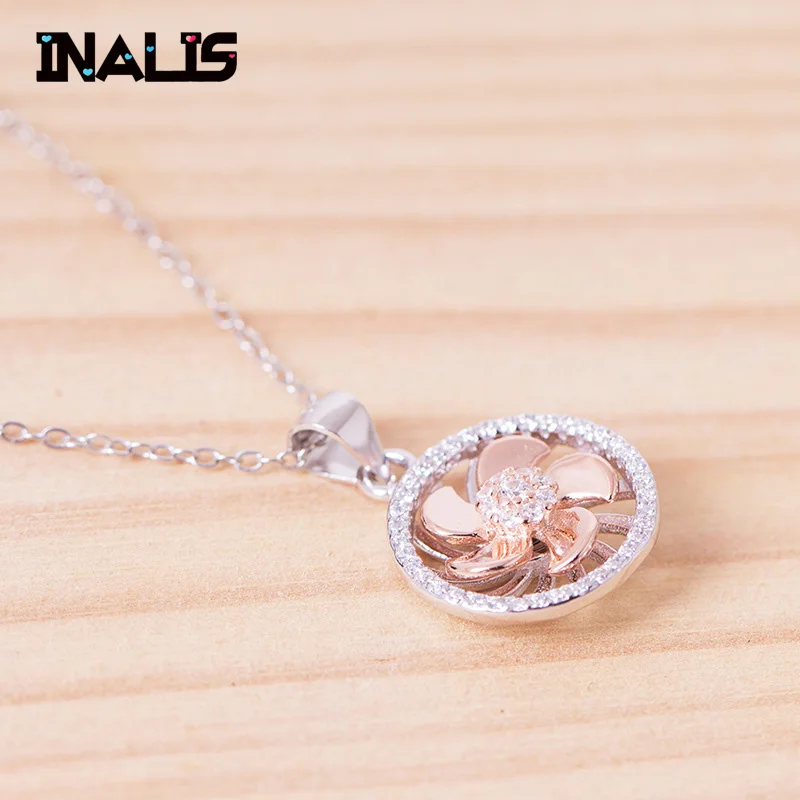 

INALIS Personality Beautiful 925 Sterling Silver Handmade High Jewelry CZ Crystal Round Windwill Necklace Pendant