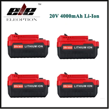

4pcs ELEOPTION 20V Max 4000mAh 4.0Ah Lithium Ion Li-ion Rechargeable Battery Pack for Porter Cable PCC685L PCC680L PCC681L