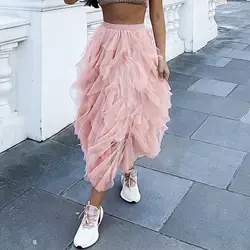 2019 Женская юбка юбки jupe женские юбки mujer moda Ball Высококачественная плиссированная сетчатая юбка-пачка для взрослых Z4