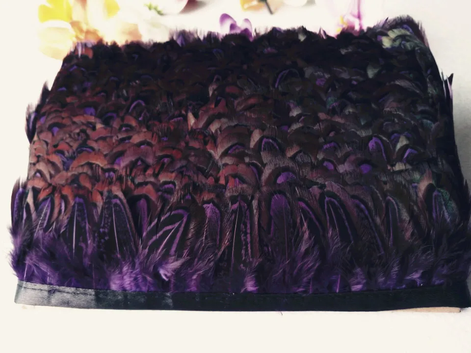 Новинка! 5 метров длиной фазана тканевый пояс с перьями, около 5 см шириной, DIY аксессуары для ювелирных изделий - Цвет: purple