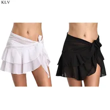 KLV шифоновый пляжный купальный костюм саронг с оборками для женщин