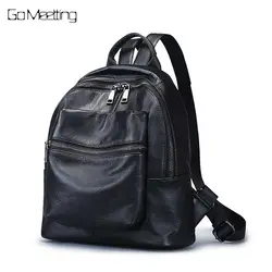 Go Meetting Для женщин рюкзак из натуральной кожи сумка Backbag женский молния школьная сумка девушка туристические рюкзаки Mochila feminina