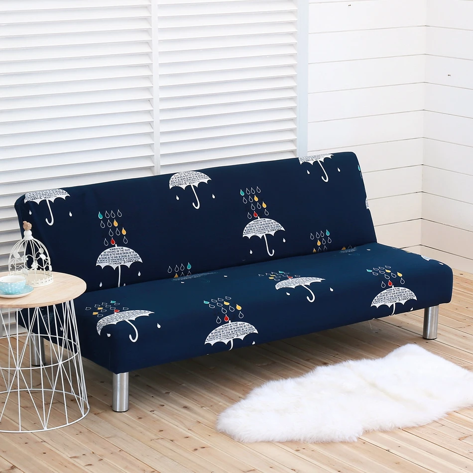Синий безрукавные цветы диван-кровать Чехлы для домашнего декора Slipcovers для дивана диван-кровать без подлокотника Эластичный все-защитный чехол Tight