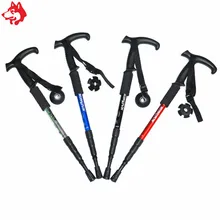 4-секционный с Т-образной рукояткой для походы полюсов на открытом воздухе алюминиевый корпус ледоруба черного занятия спортом на открытом воздухе трости