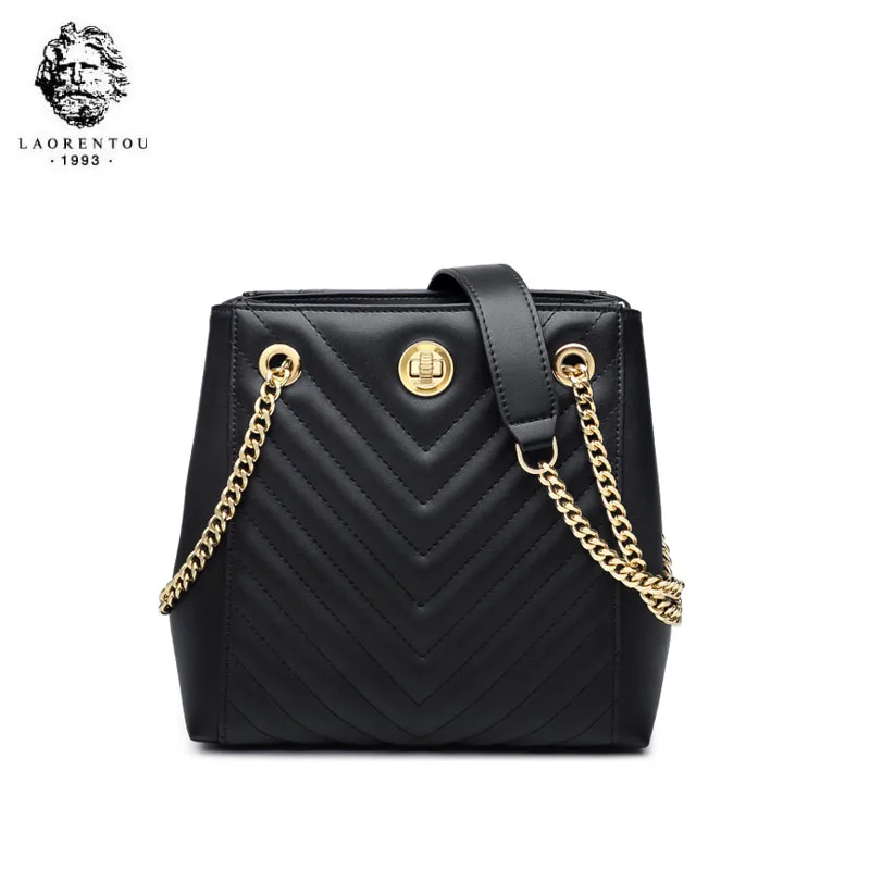 

LAORENTOU 2019 New women leather bags High quality Cowhide material Fashion chain women shoulder Crossbody bag