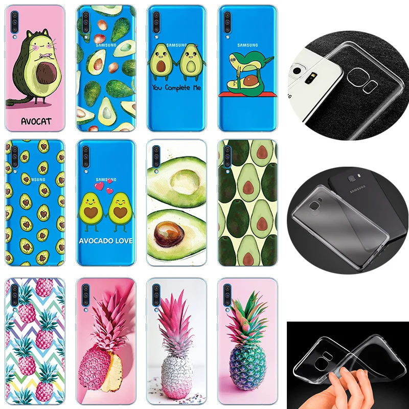 

Cute Cartoon Avocado Pineapple Fruit Pattern Covers For Samsung Galaxy A50 2019 Case Soft TPU For Samsung A50 A505 A505F Fundas