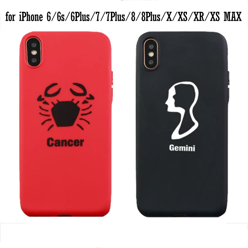 Silicone Phone Case Constellations Gemini Cancer Background for Iphone 7 Plus Covers X XR XS Max 8 6 6s |