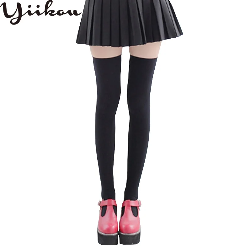 

2019 female summer and autumn vertical velvet over the knee socks women's fashion stockings girls solid color stockings