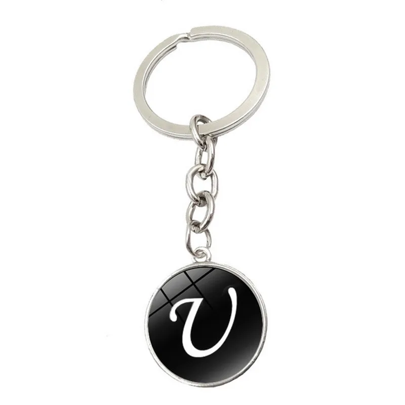 Алфавитная цепочка для ключей, кольцо 26 Английских Букв, брелки с именем, автомобильный кошелек, сумки, аксессуары для девушек, женщин, мужчин - Цвет: U
