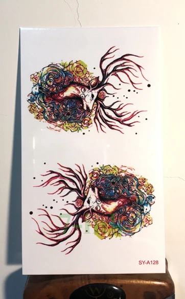 

Water Transfer fake tattoo on Body art color deer elk tattoo Waterproof Temporary Tattoo flash tattoo for girl women 10.5*6 cm