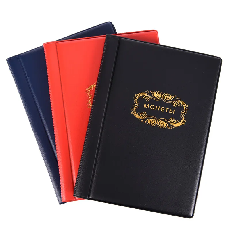 

Russian Coin Album 10 Pages 120 Pockets Coin Collection Book Coin Holder Mini Hand Size Album Book Black Blue Red 3 Colors