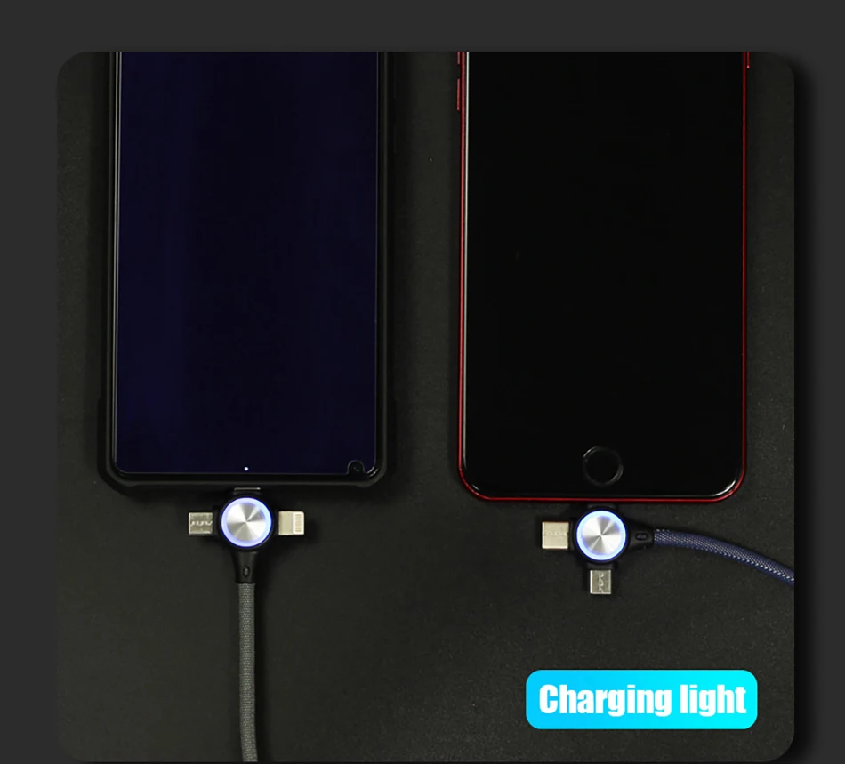 NOHON 3 в 1 USB кабель светодиодный 8 Pin для iPhone X 8 XS Plus Micro usb type-C Быстрая зарядка кабель синхронизации данных для Xiaomi huawei Зарядка