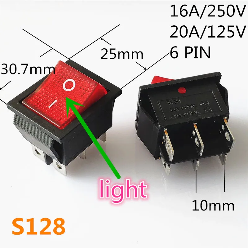 SPST KCD 3PIN 6PIN вкл/выкл квадратная лодка кулисный переключатель DC AC 6A/250V Автомобильная приборная панель пластиковый переключатель дропшиппинг - Цвет: S128