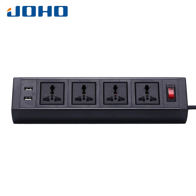 

JOHO Desktop 4 Sockets Dual USB Charger With Switch 250V 10A/16A Tabletop Socket Universal Computers Desktop PC Data Cable