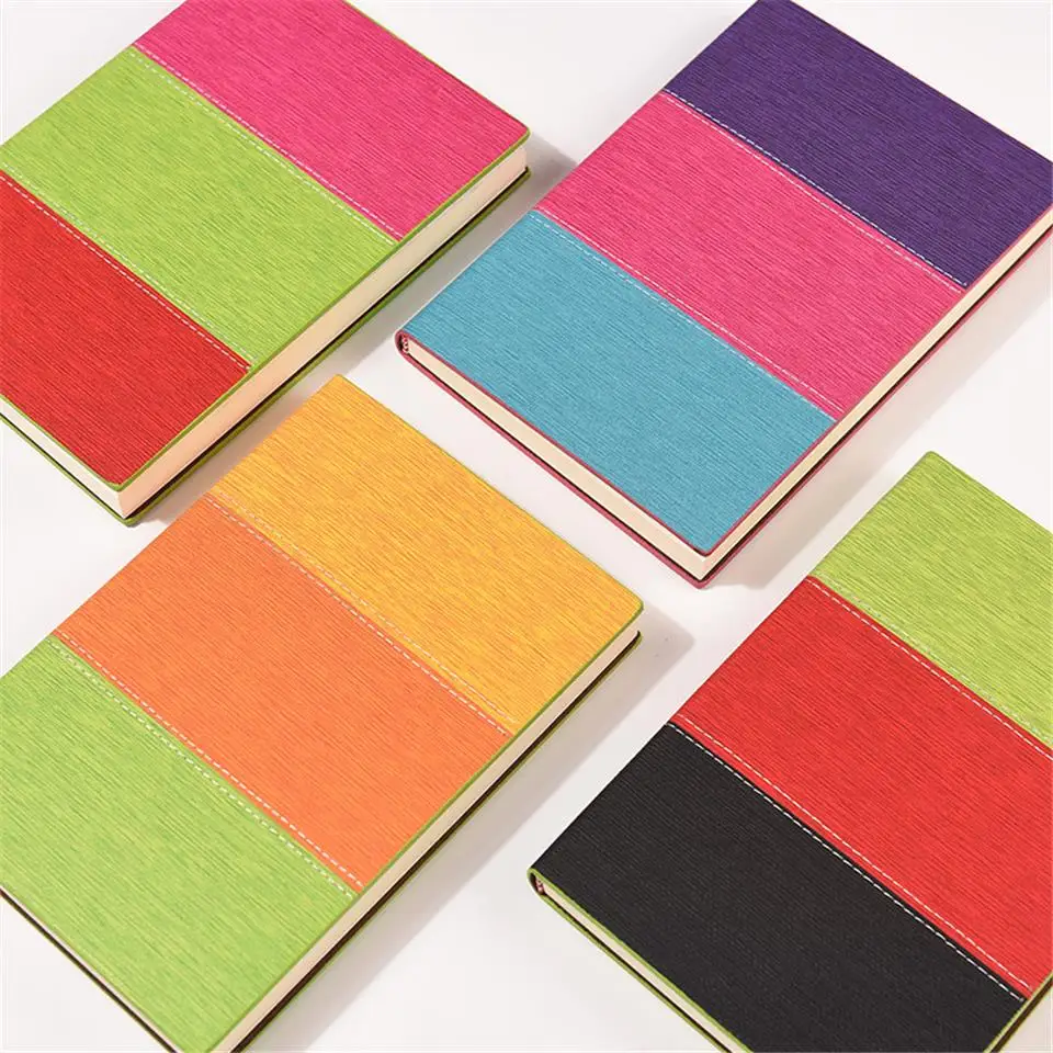 

A5 Diary Notebook Kawaii Leather Rainbow Journal Planner Notepad 120 Sheets Simple Line Paper Diary Book School Office Supplies
