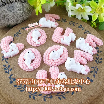 

8pcs/lot flat back resin Poodles love alphabetic letters mixed kawaii cabochon crafts DIY