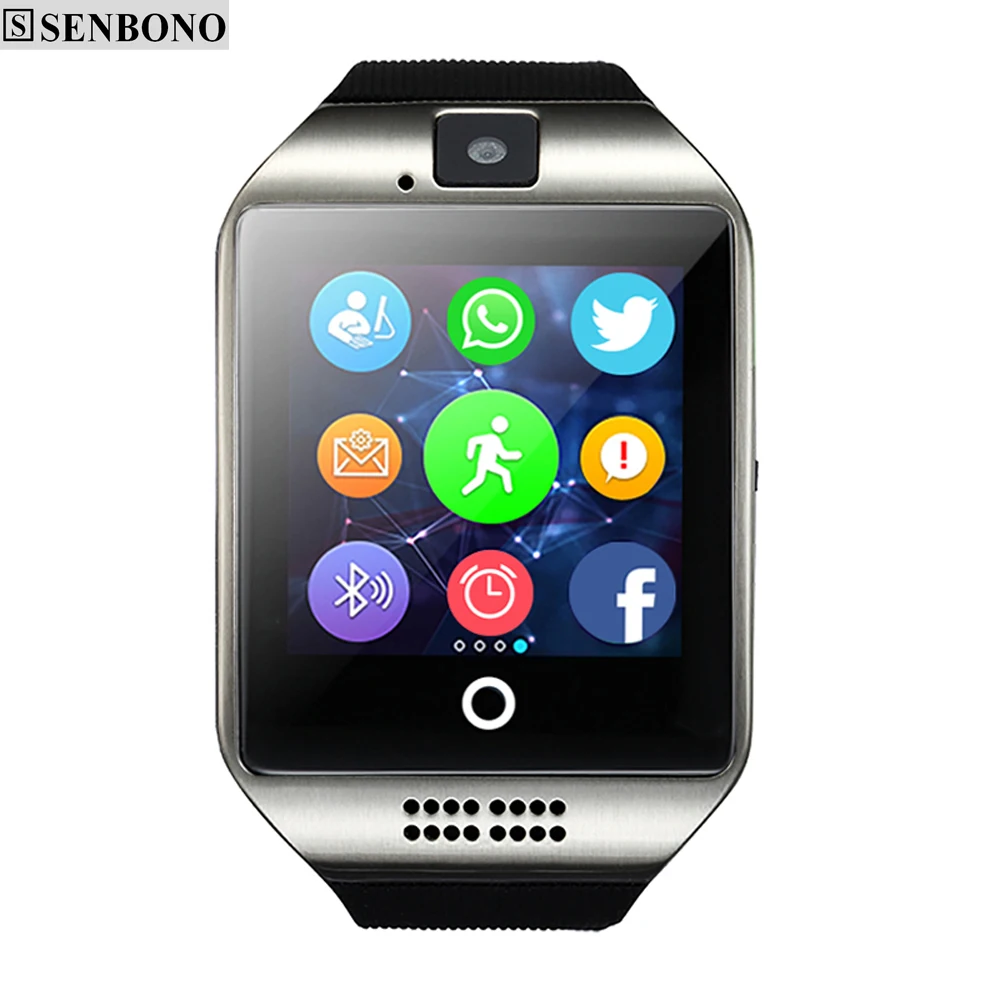 

SENBONO Bluetooth Smart watch Q18 Passometer Sport Anti-lost with Touch Screen Camera TF Card Smartwatch for Android pk DZ09 A1
