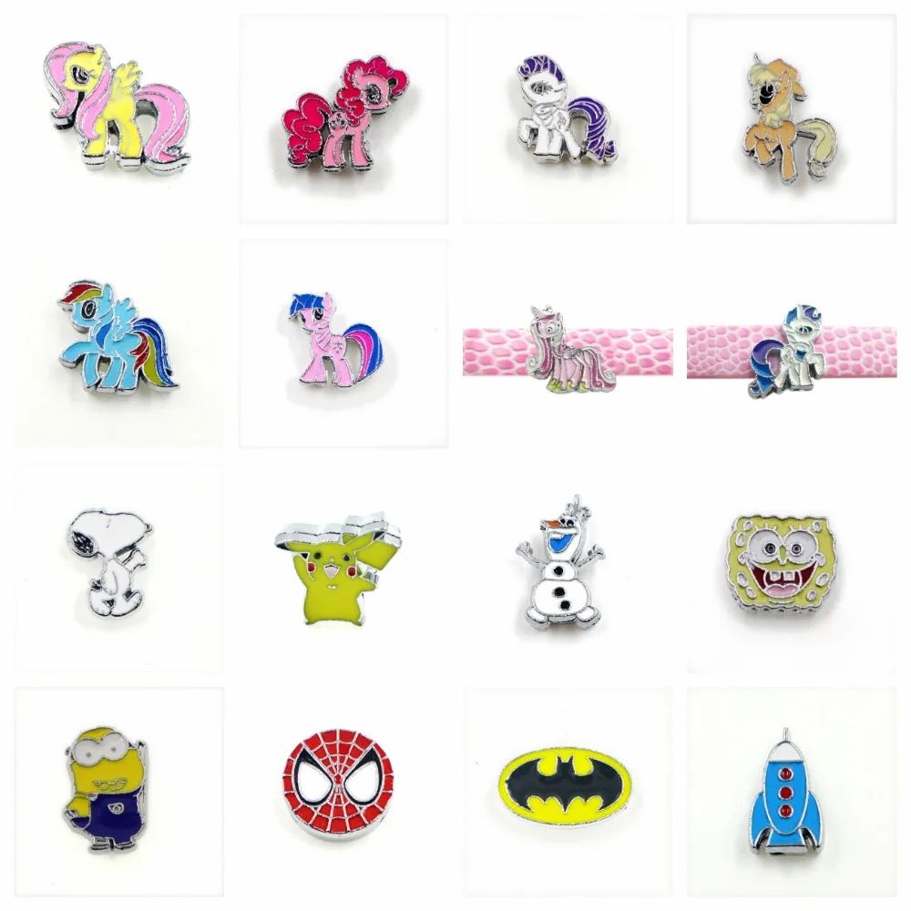 

10pcs 8mm slide charms cartoon charactors horse wholesales DIY charms Internal Dia.8mm fit 8mm band wholesales free ship SL0309