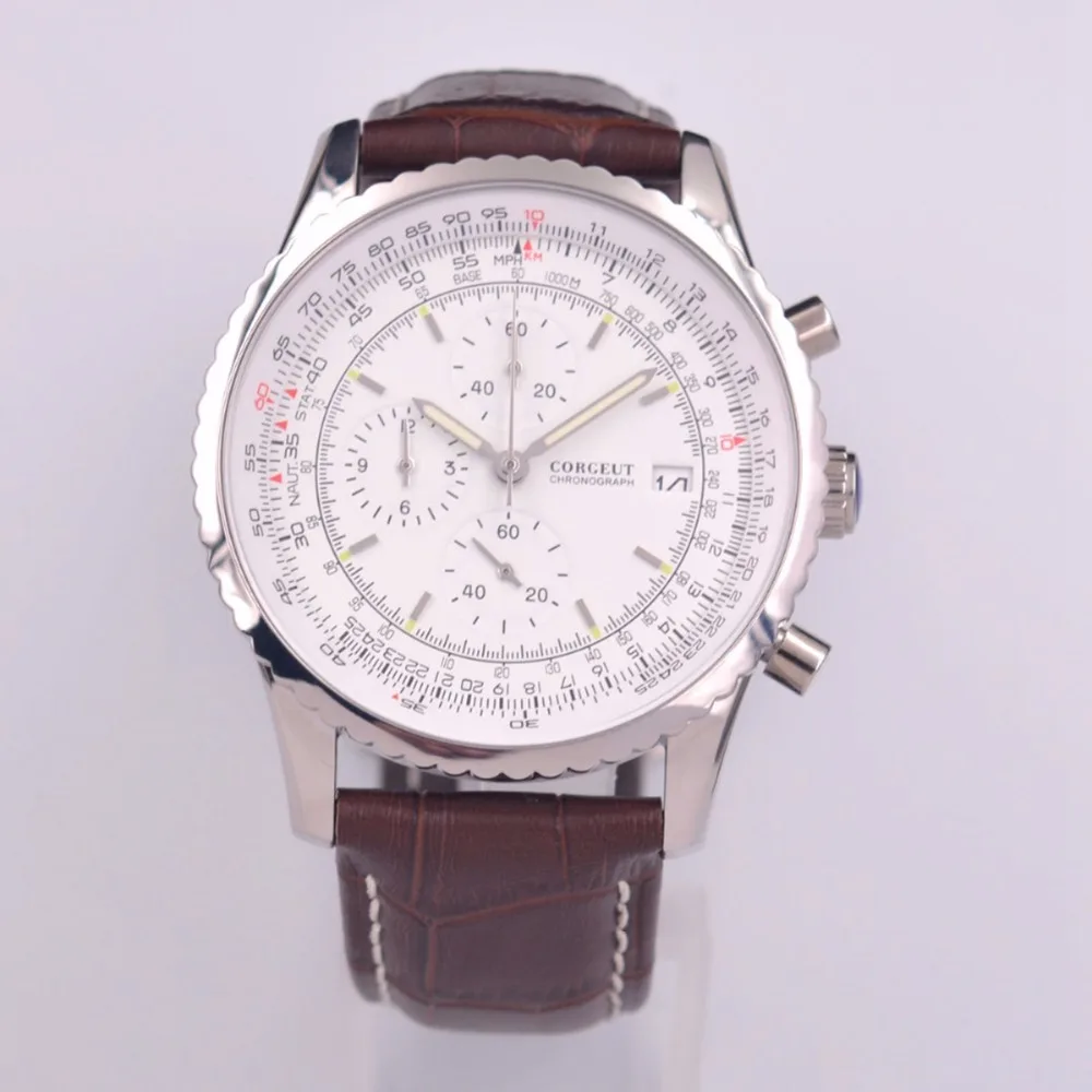 Мужские s часы Топ Бренд роскошные часы для мужчин corgeut кожа Хронограф Кварцевые часы для мужчин часы Авто Дата relogio masculino