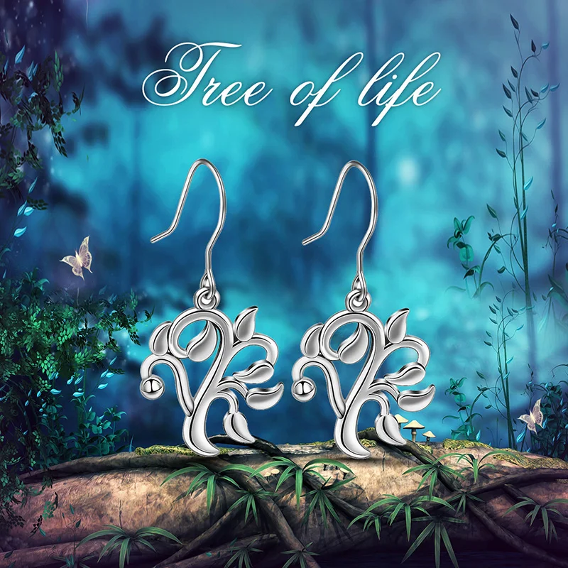 

Angel Caller Authentic 925 Sterling Silver Tree of Life Drop Earrings for Women Fine Sterling Silver Jewelry Brincos CYE059