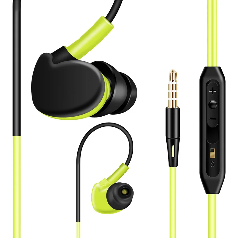 

S500 3.5mm Wired Earphone Noice Cancelling In-Ear Headset Stereo Headsets with Mic Waterproof Sweatproof Sport Earphones