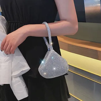 

Small bag with diamonds dinner bag, sleek, mobile handbag, tide fashion bag