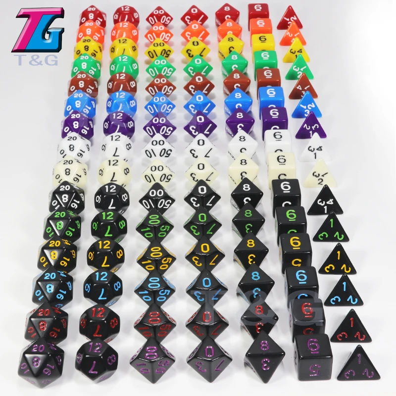 

Top Quality 7Pcs/Set Acrylic Polyhedral TRPG Games For Dungeons Dragons Opaque D4-D20 Multi Sides Dice Pop for Game Gaming