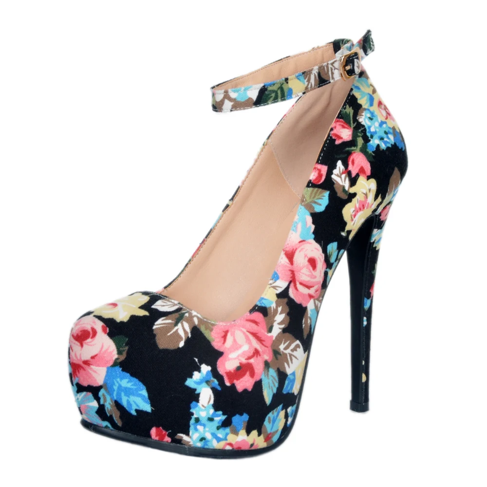 platform round toe pumps