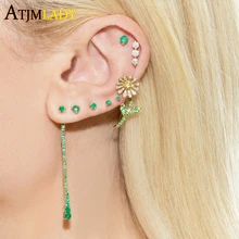 Милые серьги-гвоздики с цветком маргаритки cz, наполненные золотом, милые желтые Двухсторонние серьги с цветком в виде листьев, романтические ювелирные изделия для женщин и девушек