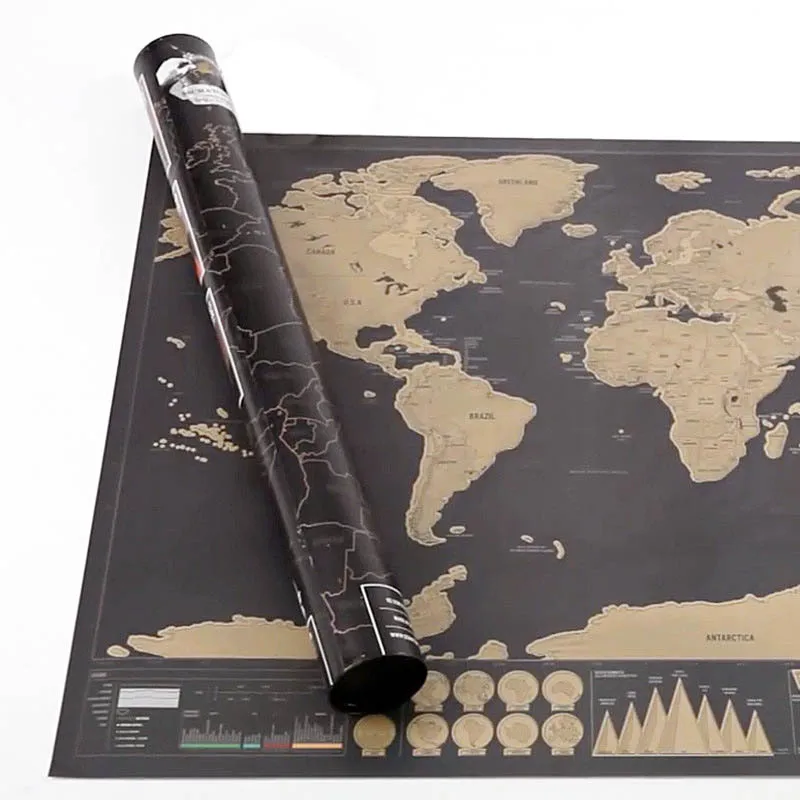 Карта мира с царапинами карта путешествия плакат медный персонализированные журнал Малый размер с цилиндрическая упаковка
