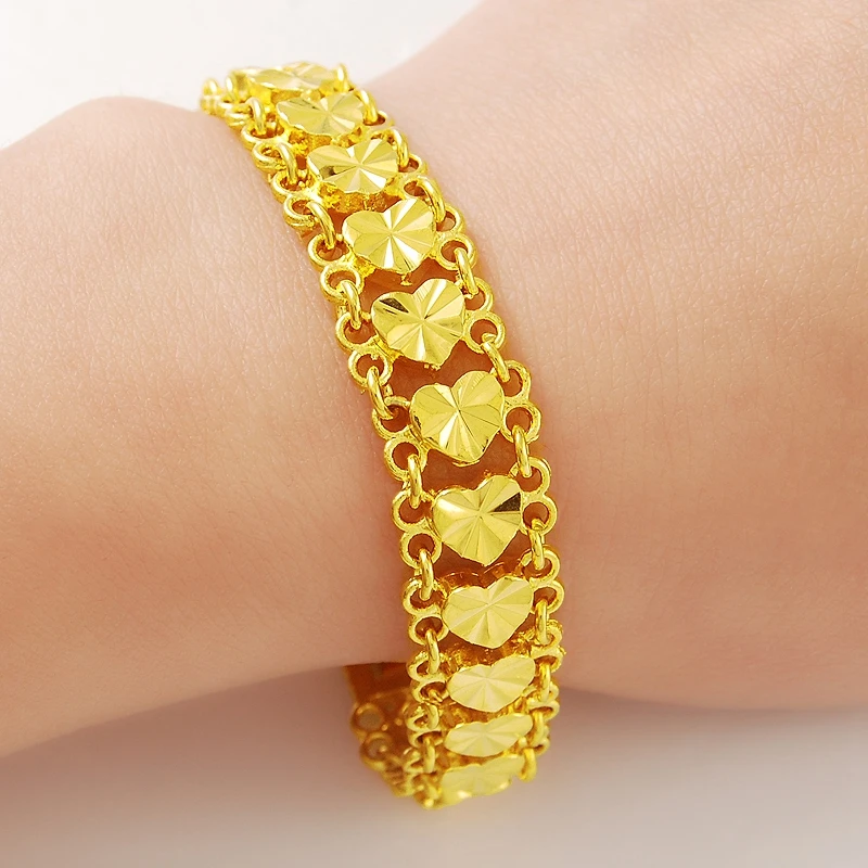 24 k plated Dubai Gold  Bracelets  Bangle  Love Heart 