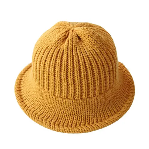 Новые зимние модные женские вязаные скрученные ведерко шляпа Солнцезащитная плойка шляпы для рыбалки флоппи Твердые вокруг шапки - Цвет: yellow