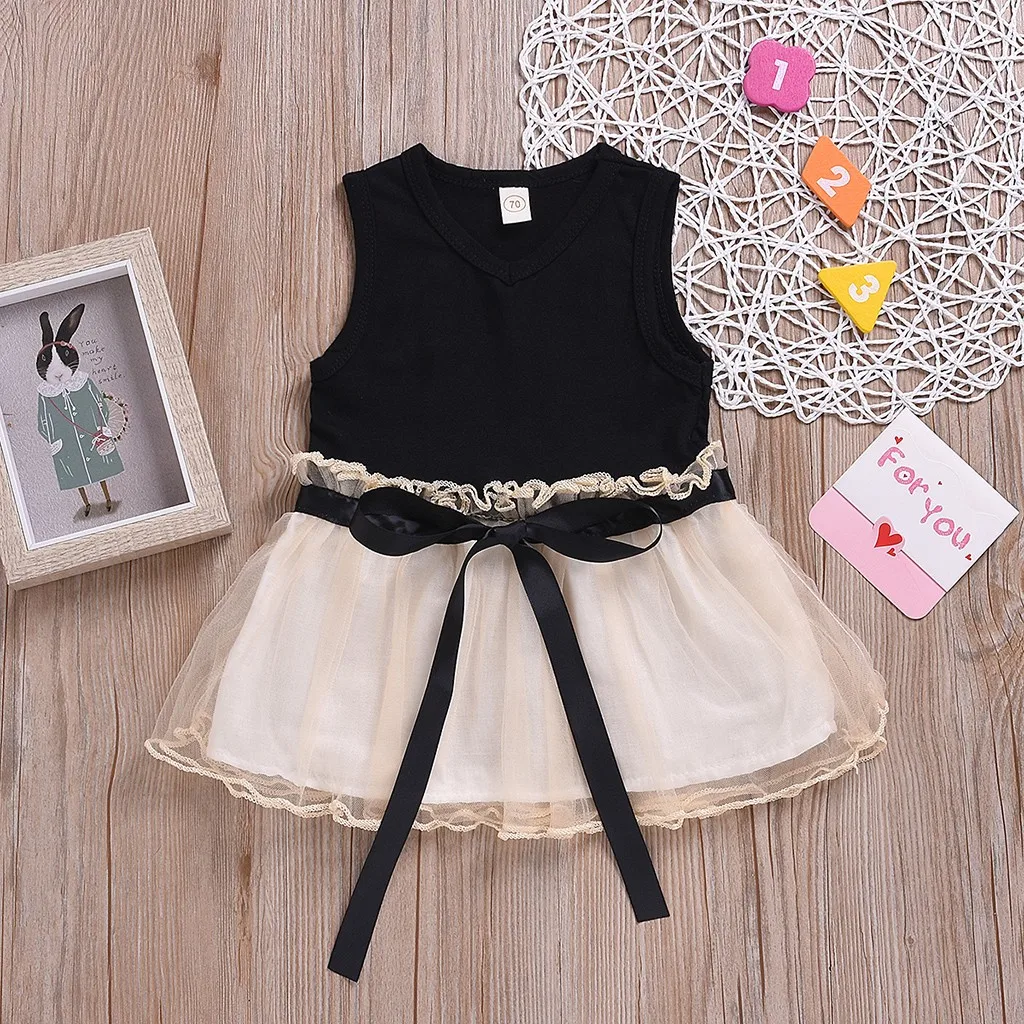 

Lace-trimmed princess dress Toddler Baby Kids Girl Sleeveless Split Gauze Dance Party Princess Vest Dress vestido infantil #06