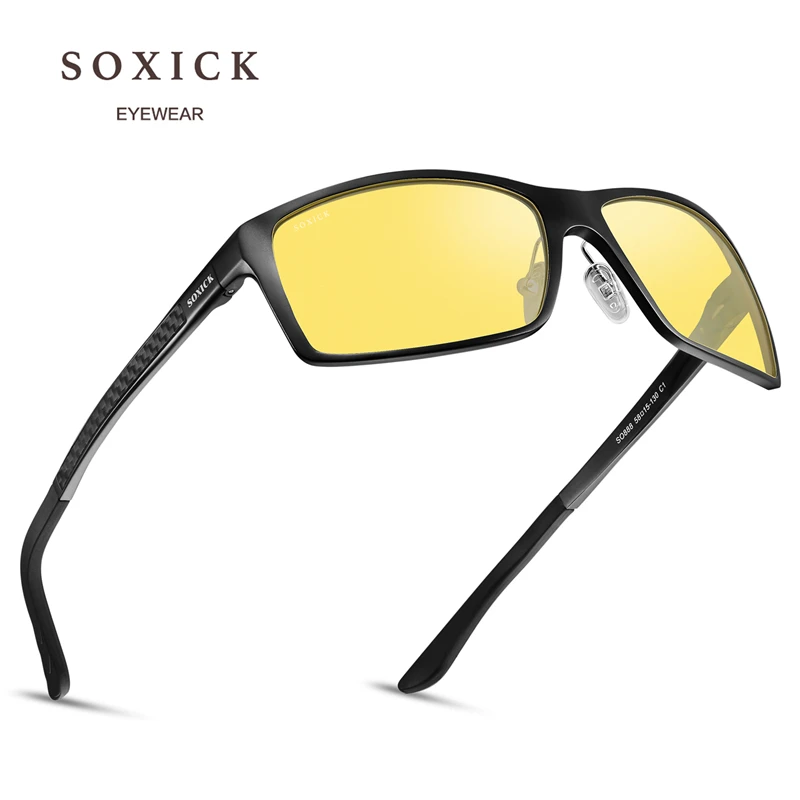 SOXICK бренд Ночной версии поляризованные солнцезащитные очки желтые линзы Антибликовая безопасность для мужчин и женщин вождения очки ручной работы спортивные очки