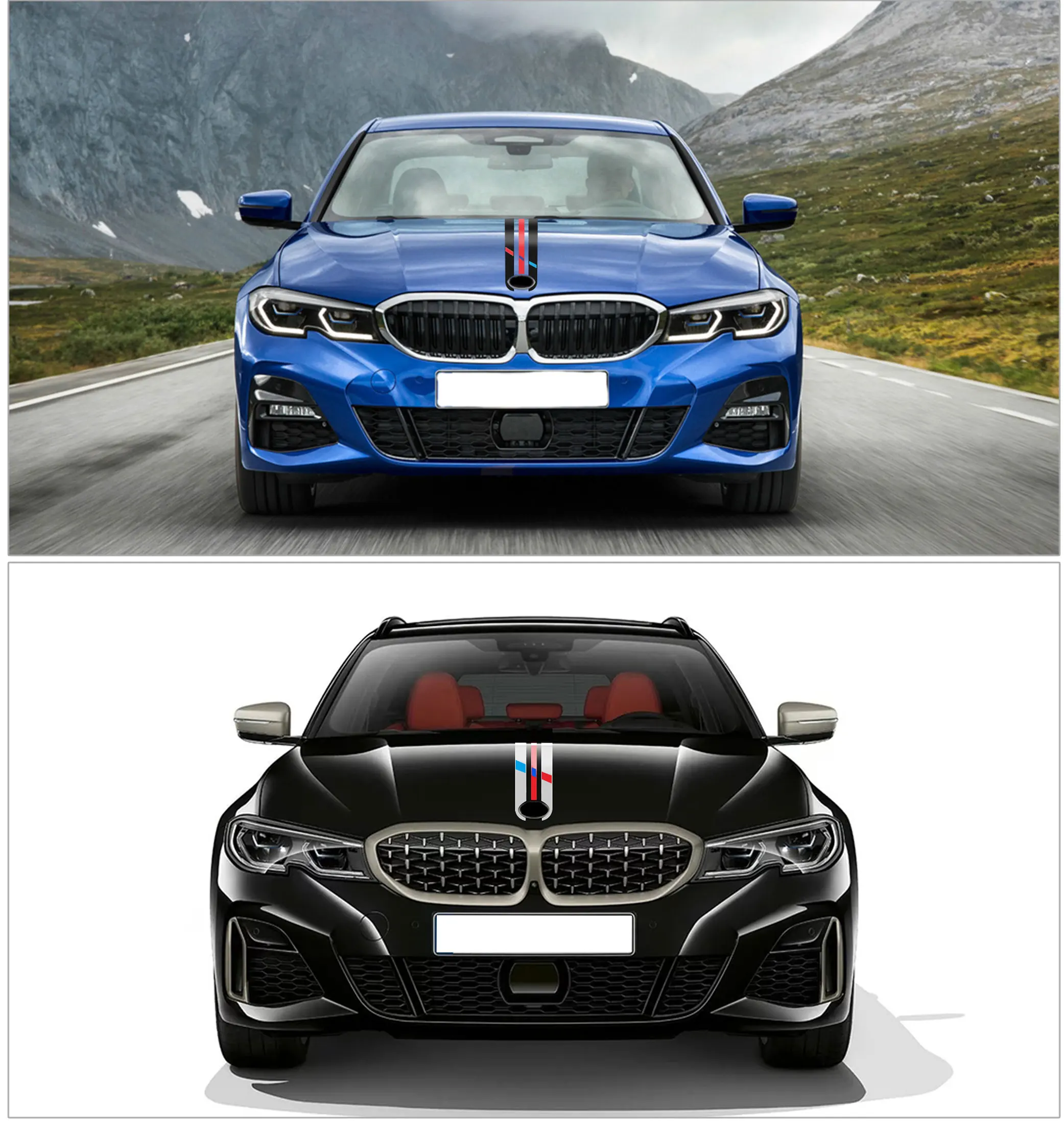 Для BMW F20 F22 F23 F30 F32 F34 F10 F11 G30 G20 E60 E39 E46 E90 Z4 автомобиля капот Racing в полоску наклейка крышка двигателя Стикеры