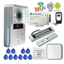 Envío Gratis Cámara POE Wifi Timbre Inalámbrico IOS Android Phone Remote View Desbloquear Metal RFID Puerta de Intercomunicación Magnético Electrónico bloqueo