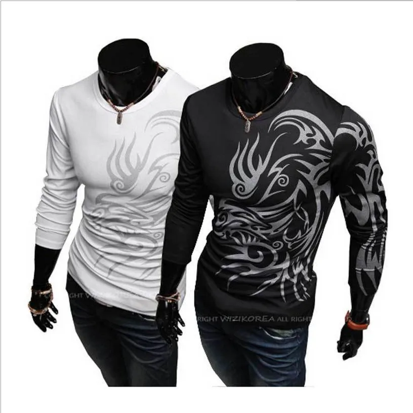 Leisure Dragon Shirts Men Hooded sweater Men's Tight Sport Cloth Breathable Thermal Blouse Autumn Winter Running Gym Sweatshirt | Спорт и