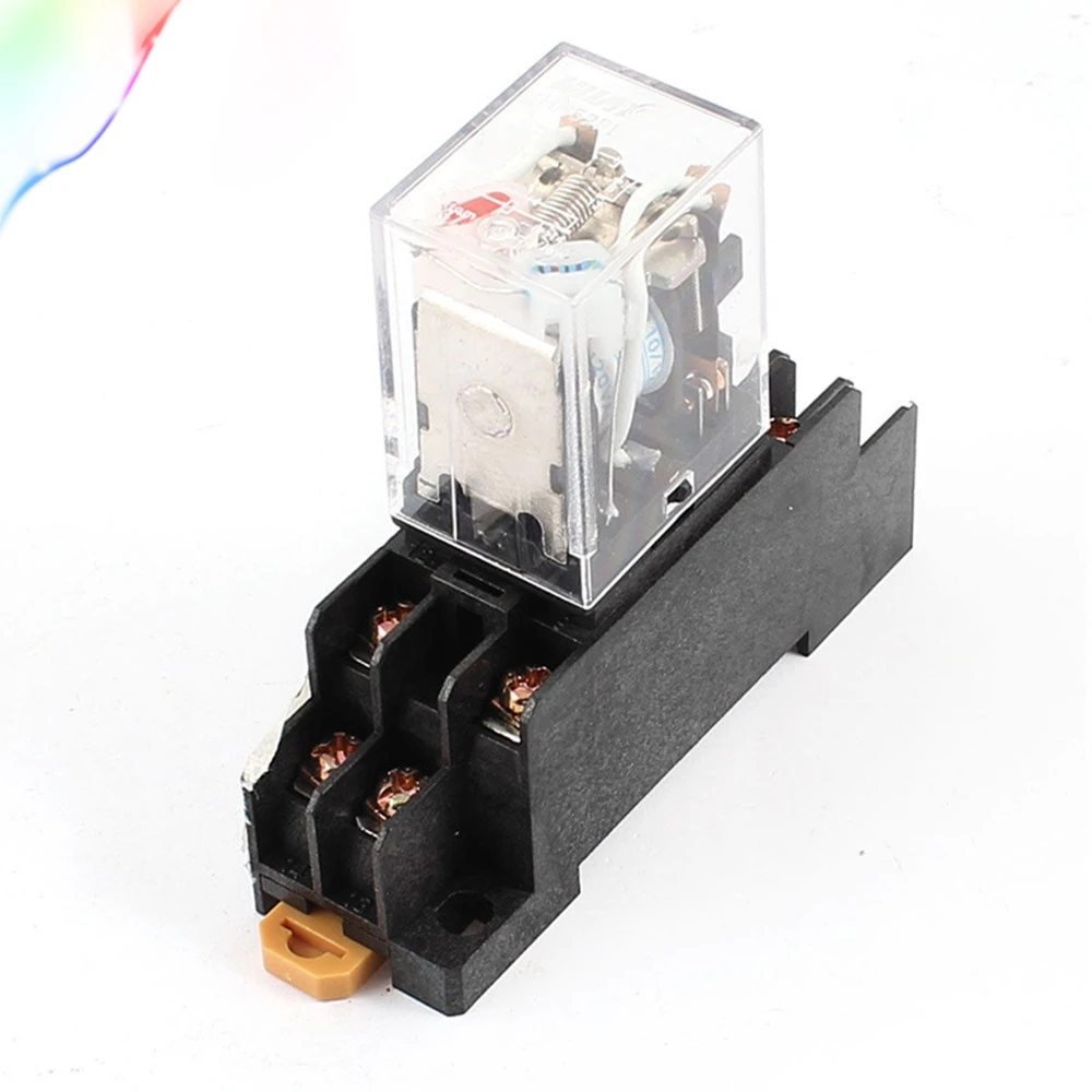 Socket Base AC 24V Coil Red Light DPDT 8 Pins Power Relay 5 Pcs